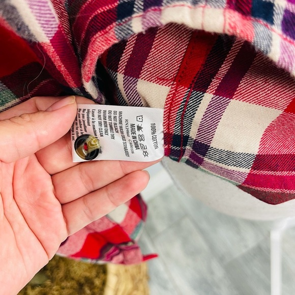 Rhythm. LONG SLEEVE PLAID RED COLLAR BUTTON DOWN SHIRT - Picture 4 of 4